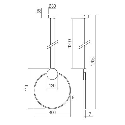 Redo 01-3106 - LED pendel ATOM LED/11W/230V diameter 40 cm