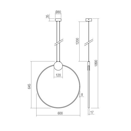 Redo 01-3107 - LED pendel ATOM LED/20W/230V diameter 60 cm