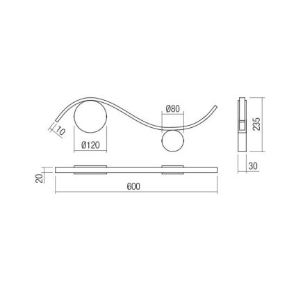 Redo 01-3109 - LED væglampe WAVE LED/9W/230V messing