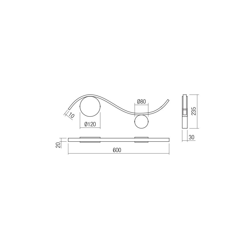 Redo 01-3109 - LED væglampe WAVE LED/9W/230V messing