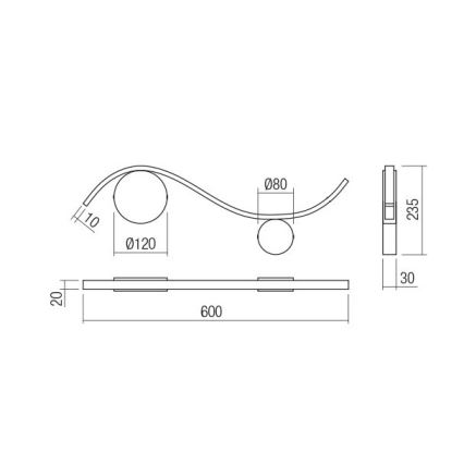 Redo 01-3110 - LED væglampe WAVE LED/9W/230V sort