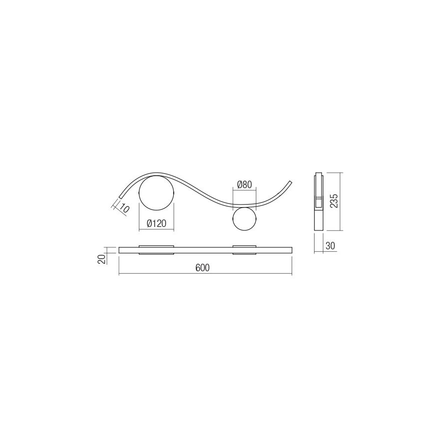 Redo 01-3110 - LED væglampe WAVE LED/9W/230V sort
