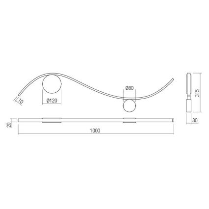 Redo 01-3112 - LED væglampe WAVE LED/11W/230V messing