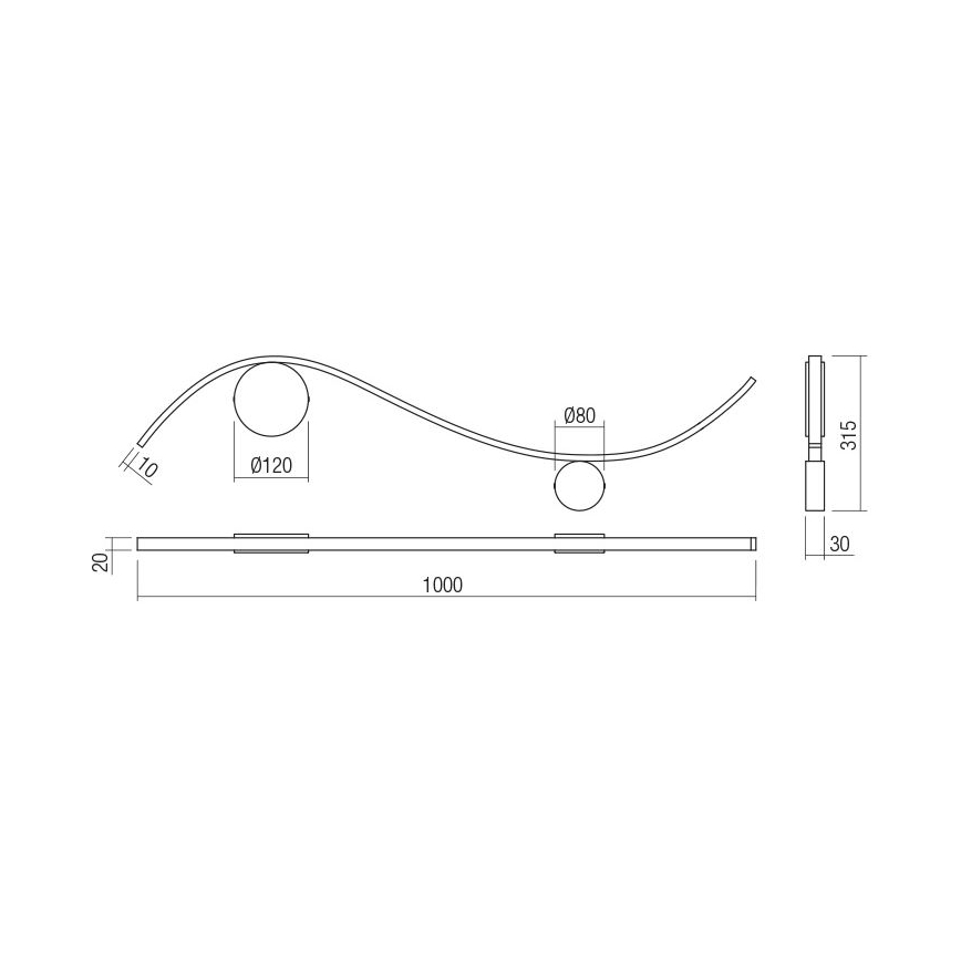 Redo 01-3112 - LED væglampe WAVE LED/11W/230V messing