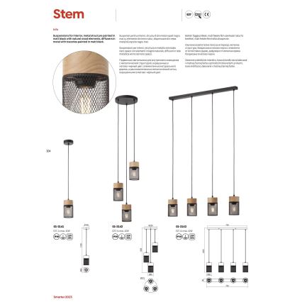 Redo 01-3142 - Pendel STEM 3xE27/42W/230V