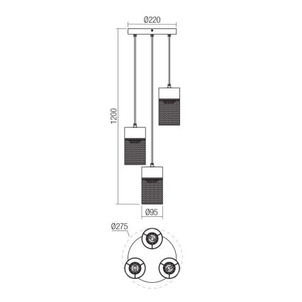 Redo 01-3142 - Pendel STEM 3xE27/42W/230V