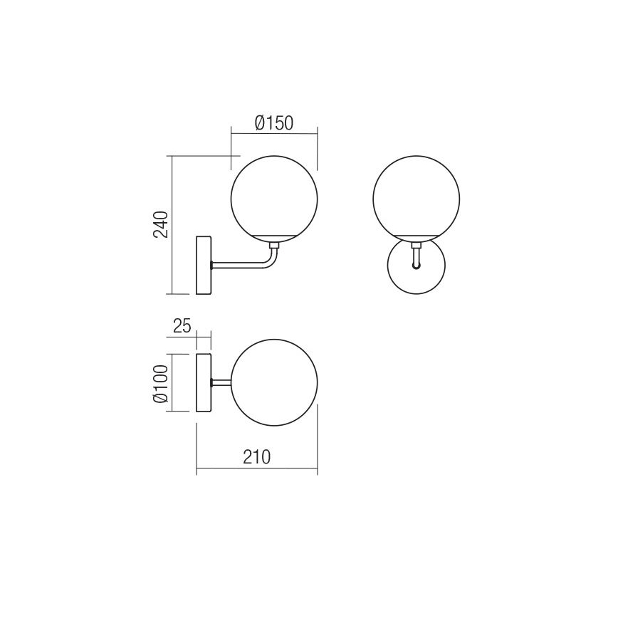 Redo 01-3148 - Væglampe BOWLING 1xE27/42W/230V sort