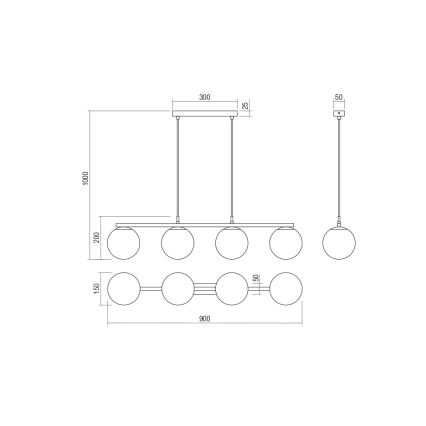 Redo 01-3155 - Pendel BOWLING 4xE27/42W/230V guldfarvet