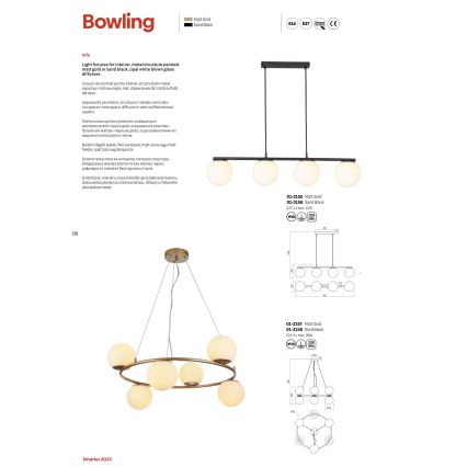 Redo 01-3156 - Pendel BOWLING 4xE27/42W/230V sort
