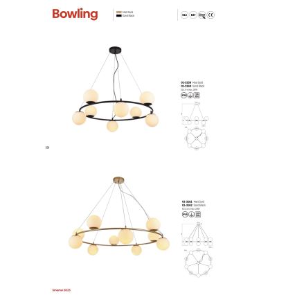 Redo 01-3157 - Pendel BOWLING 6xE14/28W/230V guldfarvet