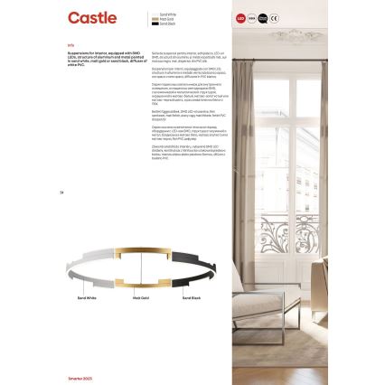 Redo 01-3172 - LED pendel dæmpbar CASTLE LED/36W/230V guldfarvet