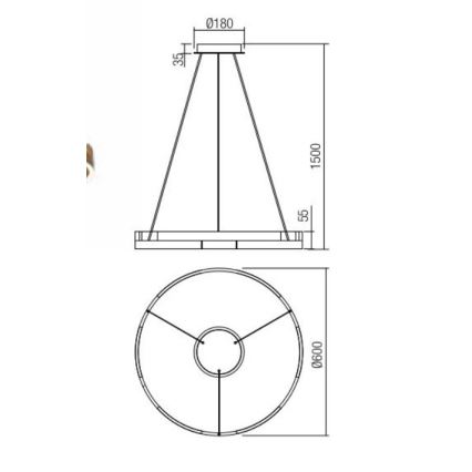 Redo 01-3172 - LED pendel dæmpbar CASTLE LED/36W/230V guldfarvet