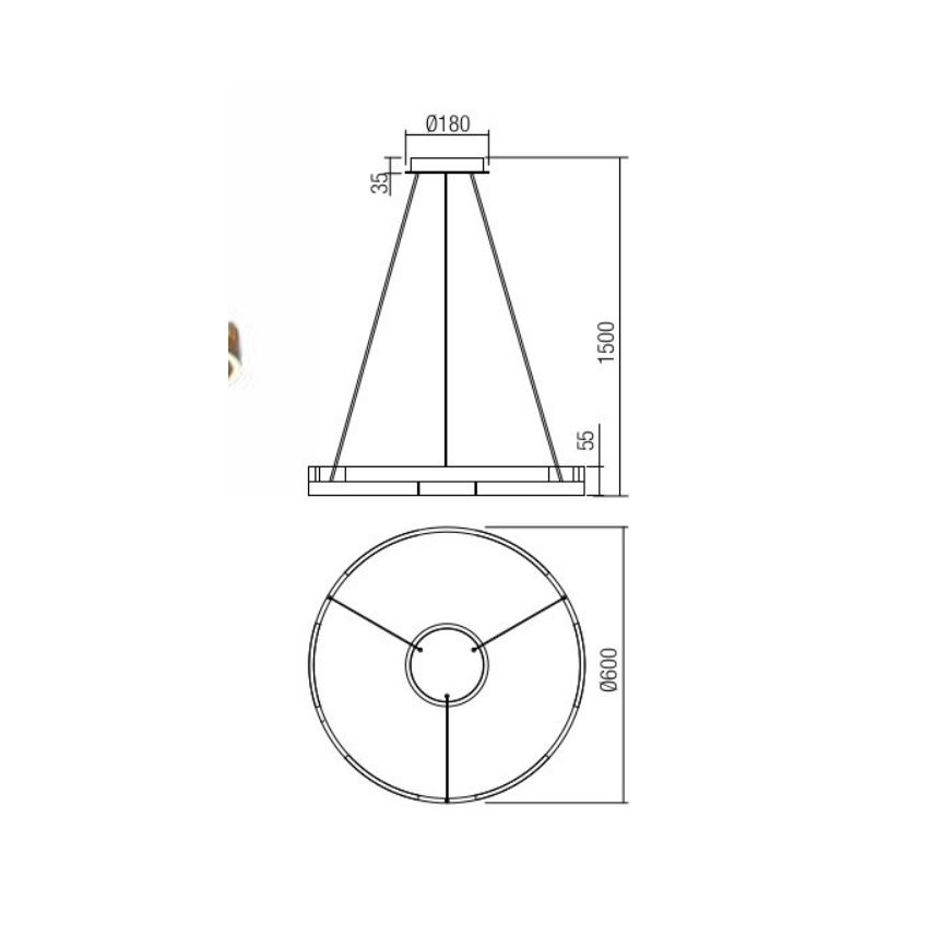 Redo 01-3173 - LED pendel dæmpbar CASTLE LED/36W/230V sort