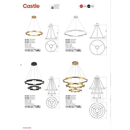 Redo 01-3176 - LED pendel dæmpbar CASTLE LED/45W/230V sort