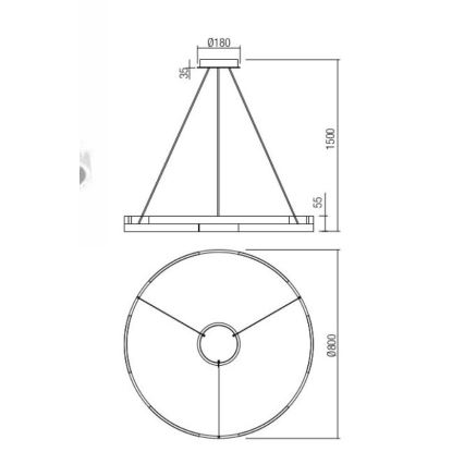 Redo 01-3176 - LED pendel dæmpbar CASTLE LED/45W/230V sort