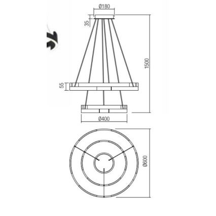 Redo 01-3178 - LED pendel dæmpbar CASTLE LED/60W/230V guldfarvet