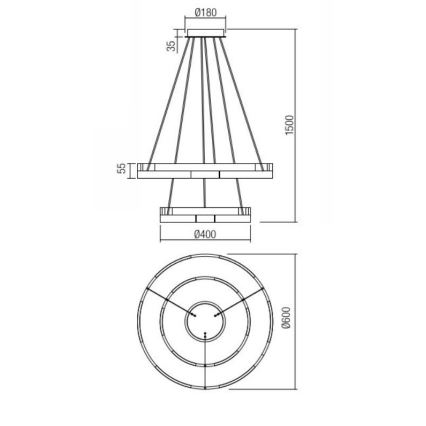 Redo 01-3179 - LED pendel dæmpbar CASTLE LED/60W/230V sort