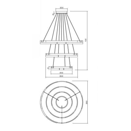 Redo 01-3181 - LED pendel dæmpbar CASTLE LED/80W/230V guldfarvet