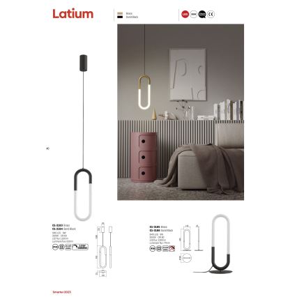 Redo 01-3184 - LED pendel dæmpbar LATIUM LED/9W/230V sort