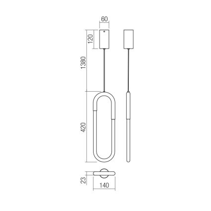 Redo 01-3184 - LED pendel dæmpbar LATIUM LED/9W/230V sort