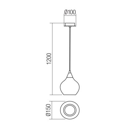 Redo 01-3190 - Pendel TANNER 1xE14/28W/230V diameter 15 cm