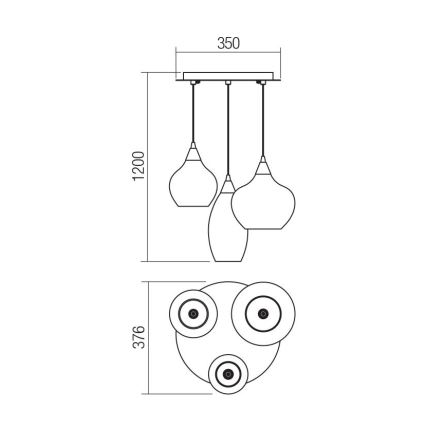 Redo 01-3192 - Pendel TANNER 3xE14/28W/230V diameter 37,6 cm