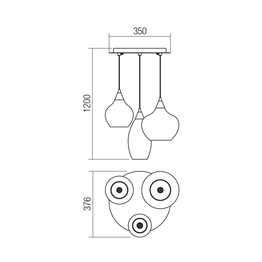 Redo 01-3192 - Pendel TANNER 3xE14/28W/230V diameter 37,6 cm