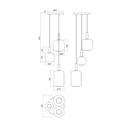 Redo 01-3198 - Pendel BRINA 3xE27/23W/230V