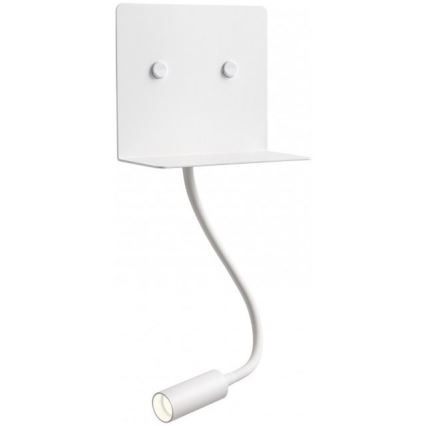 Redo 01-3210 - LED væglampe med flexible lille lampe MOKA LED/6W + LED/3W/230V USB CRI90 hvid