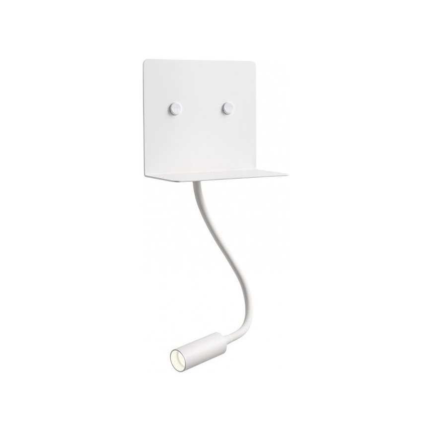Redo 01-3210 - LED væglampe med flexible lille lampe MOKA LED/6W + LED/3W/230V USB CRI90 hvid