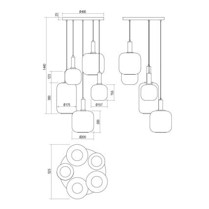 Redo 01-3214 - Pendel BRINA 5xE27/23W/230V