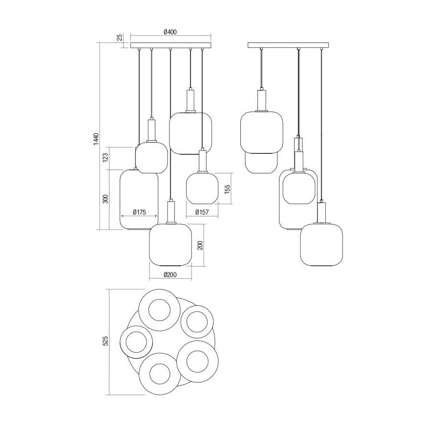 Redo 01-3214 - Pendel BRINA 5xE27/23W/230V