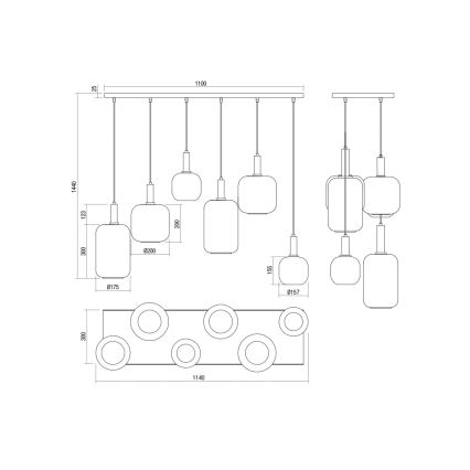 Redo 01-3215 - Pendel BRINA 6xE27/23W/230V