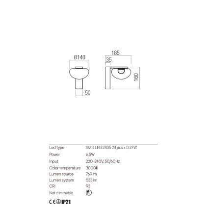 Redo 01-3242 - LED væglampe SINCLAIR LED/6,5W/230V CRI 93 IP21 sort