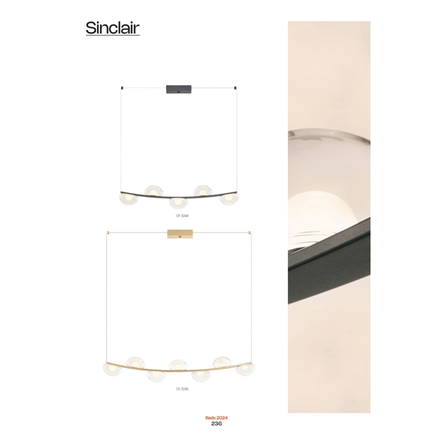 Redo 01-3244 - LED pendel dæmpbar SINCLAIR LED/35W/230V CRI 93 IP21 sort