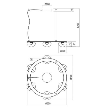 Redo 01-3247- LED pendel dæmpbar SINCLAIR LED/37,2W/230V CRI 93 IP21 guldfarvet