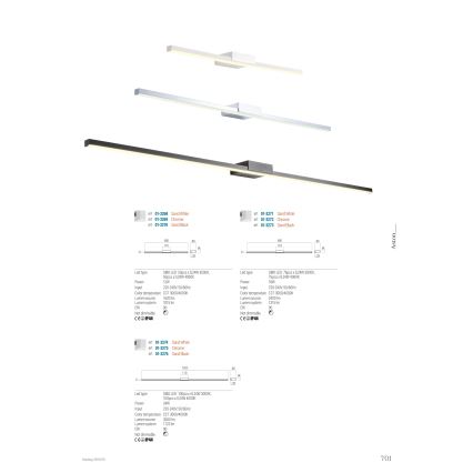 Redo 01-3268 - LED spejllampe til badeværelse ASTON LED/12W/230V 60 cm CRI 90 IP44 hvid