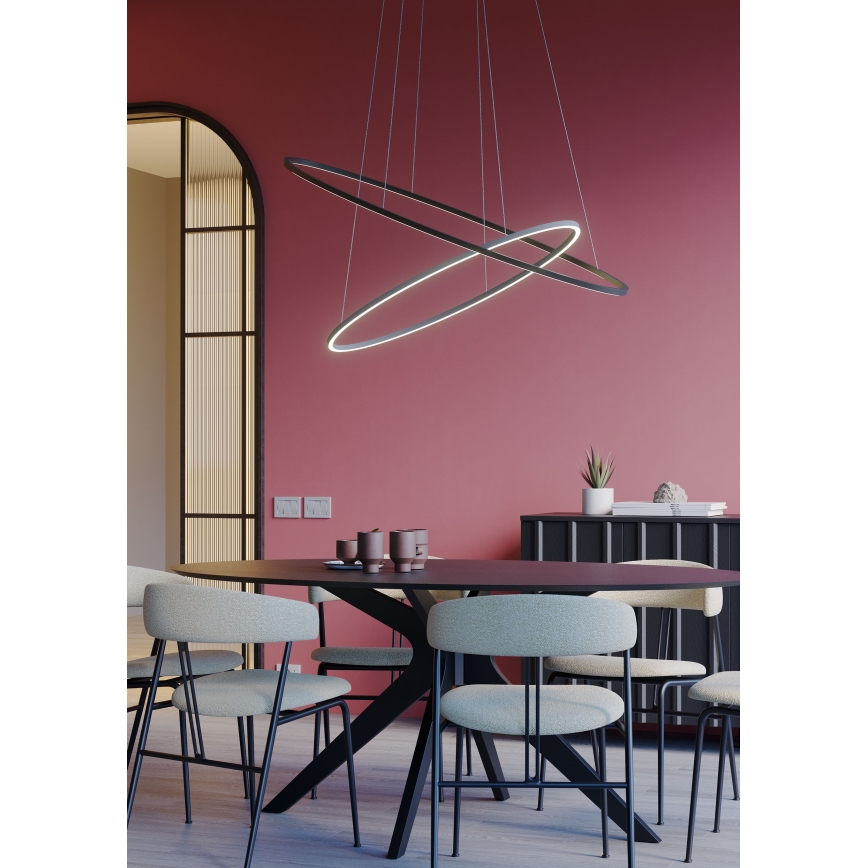 Redo 01-3299 - Dæmpbar pendel på kabel LEO LED/67W/230V 3000/4000K CRI 90 60x130 cm sort