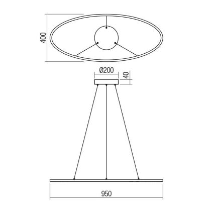 Redo 01-3337 - LED dæmpbar pendel på wire LEO LED/48W/230V 3000/4000K CRI 90 40x95 cm hvid