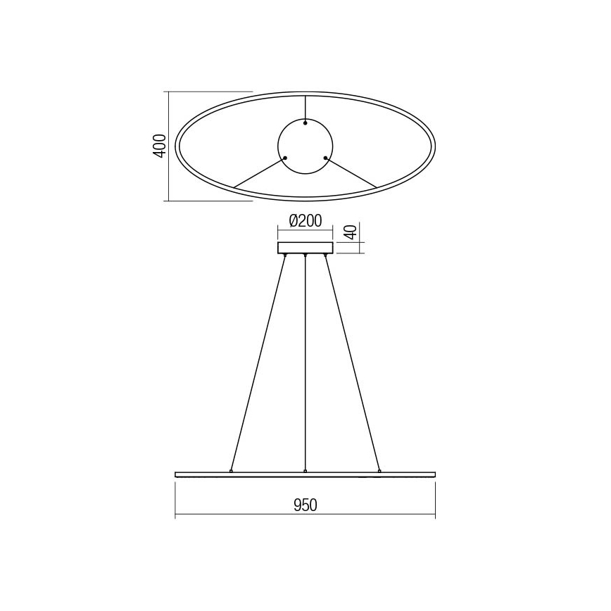 Redo 01-3339 - Dæmpbar LED-pendel på wire LEO LED/48W/230V 3000/4000K CRI 90 sort
