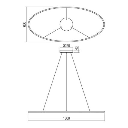 Redo 01-3340 - LED-dæmpbar pendel på wire LEO LED/67W/230V 3000/4000K CRI 90 60x130 cm hvid