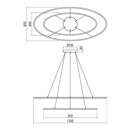 Redo 01-3343 - Dæmpbar LED-pendel på wire LEO LED/115W/230V 3000/4000K CRI 90 sort