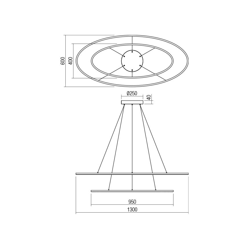 Redo 01-3343 - Dæmpbar LED-pendel på wire LEO LED/115W/230V 3000/4000K CRI 90 sort