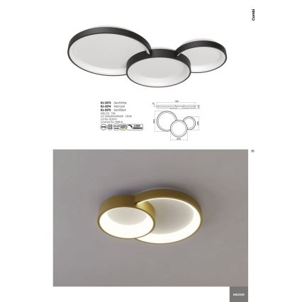 Redo 01-3372 - LED loftlampe dæmpbar COMBI LED/50W/230V 3000/4000/6000K CRI98 sort