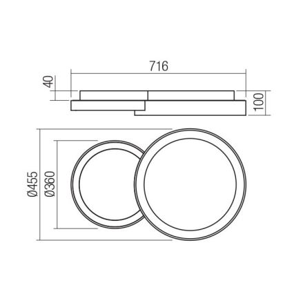 Redo 01-3372 - LED loftlampe dæmpbar COMBI LED/50W/230V 3000/4000/6000K CRI98 sort