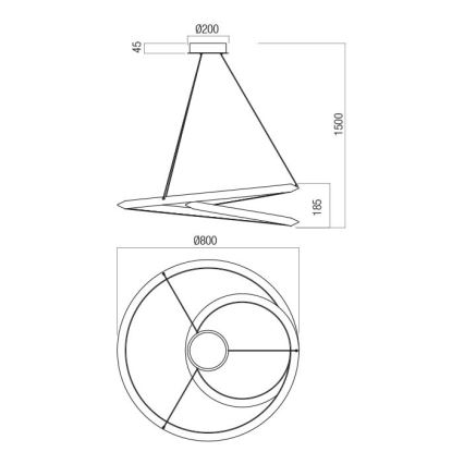 Redo 01-3377 - LED-dæmpbar pendel på wire STORM LED/60W/230V 3000/4000/6000K CRI 90 Ø 80 cm guld