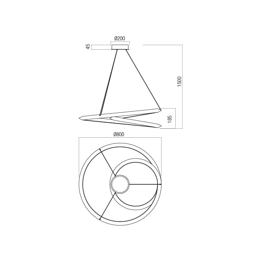Redo 01-3377 - LED-dæmpbar pendel på wire STORM LED/60W/230V 3000/4000/6000K CRI 90 Ø 80 cm guld