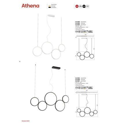 Redo 01-3384 - LED pendel dæmpbar ATHENA LED/40W/230V 3000/4000/6000K CRI98 sort