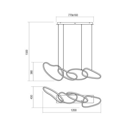Redo 01-3389 - Dæmpbar LED-pendel på wire BIAS LED/90W/230V 3000/4500/6500K CRI 90 guld