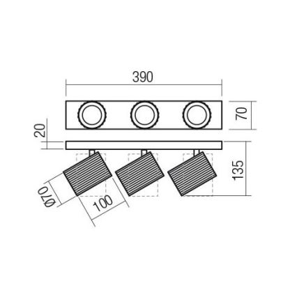 Redo 01-3405 - Spotarmatur DELPHI 3xGU10/7W/230V guldfarvet